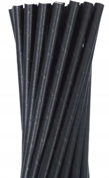 Słomki Papierowe do Picia Czarne BIO Eko 100 szt. Długość 19.7 cm