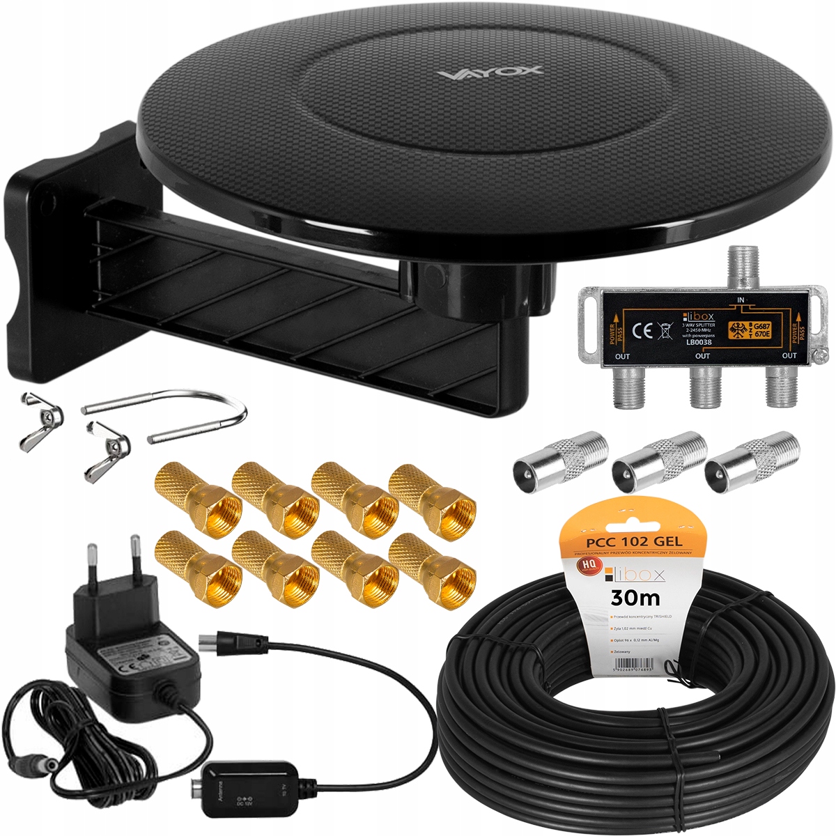 

Zestaw Antena Dookólna H.265 DVB-T2 Kabel 3TV MUX8