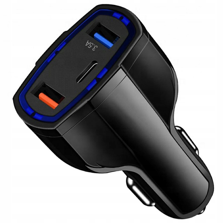

Ładowarka samochodowa 2xUSB +usb-c 3.1A QC3.0