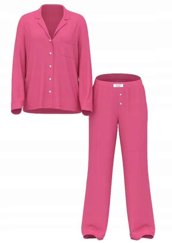 Pyžamo z žebrovaného modalu Victoria's Secret růžové L (XL) Regular