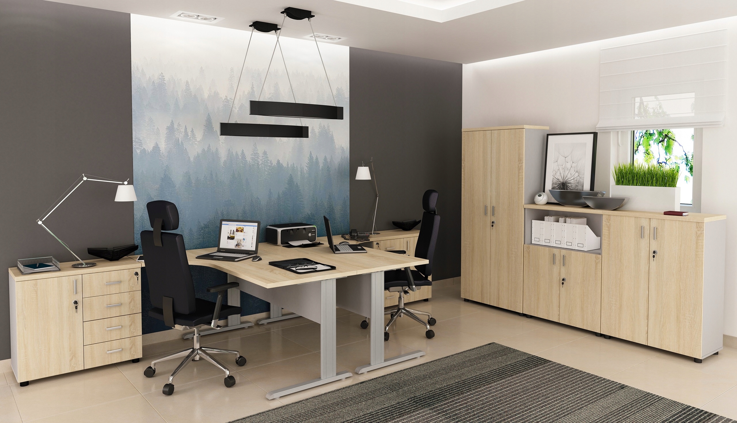 Zestaw biurek dwustanowiskowych