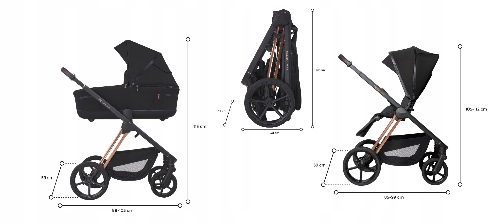 ESPIRO MILOO WÓZEK 4w1 209 CHARMING TOUCH BUZ PRO BAZA OBROTOWA 360 Rodzaj kół Żelowe
