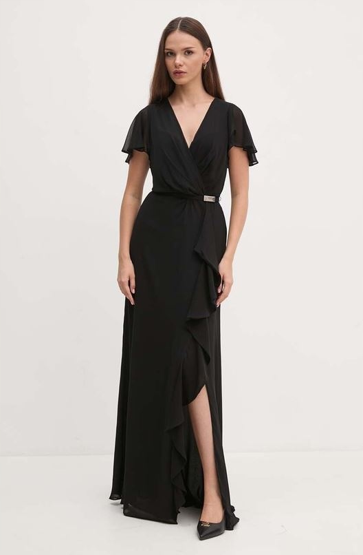 D5366 Lauren Ralph Lauren Sukienka Damska Wieczorowa Maxi Czarna R. 34