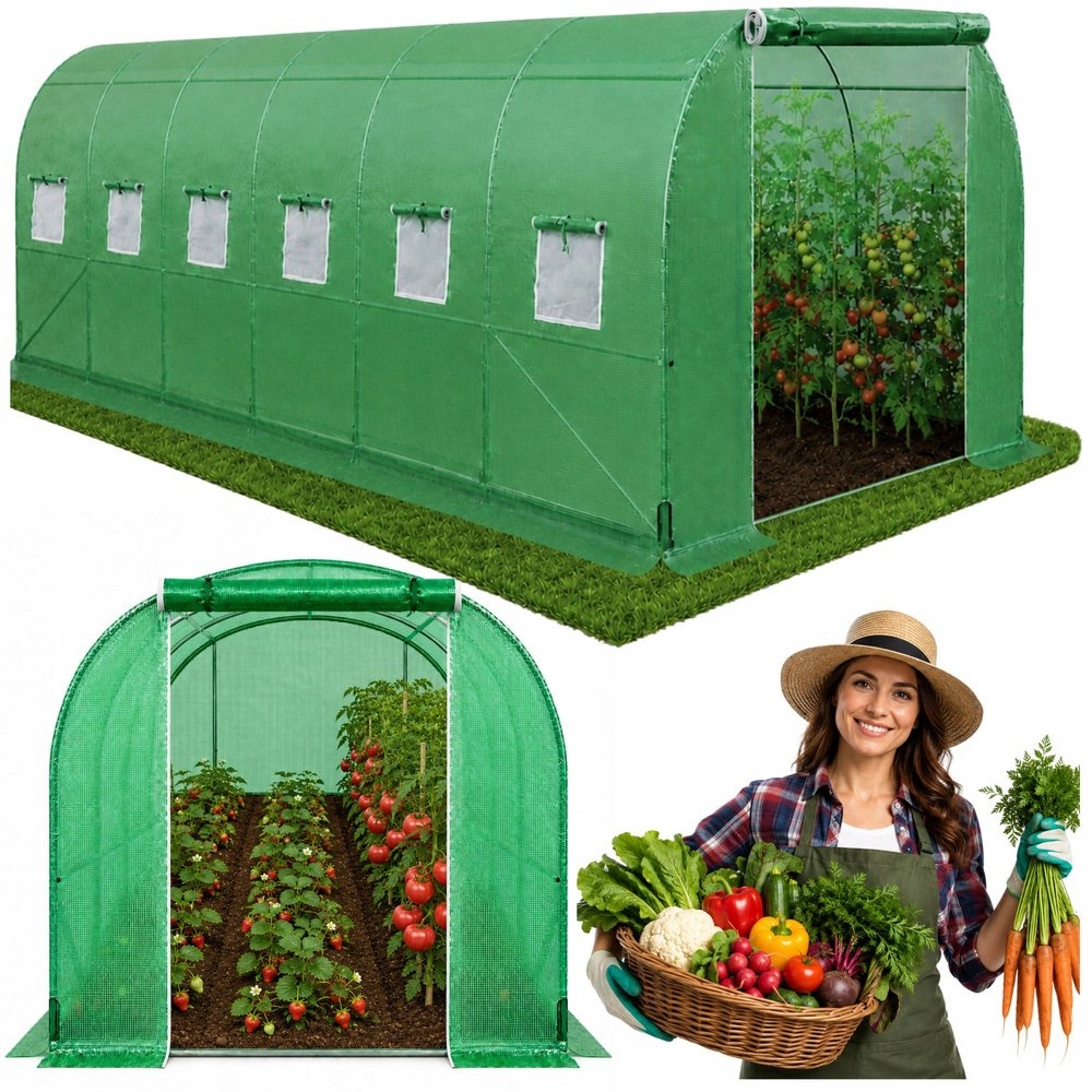 Tunel Ogrodowy Foliowy Szklarnia Na Warzywa Pro Stelaż 25MM 10x3x2M 30M²