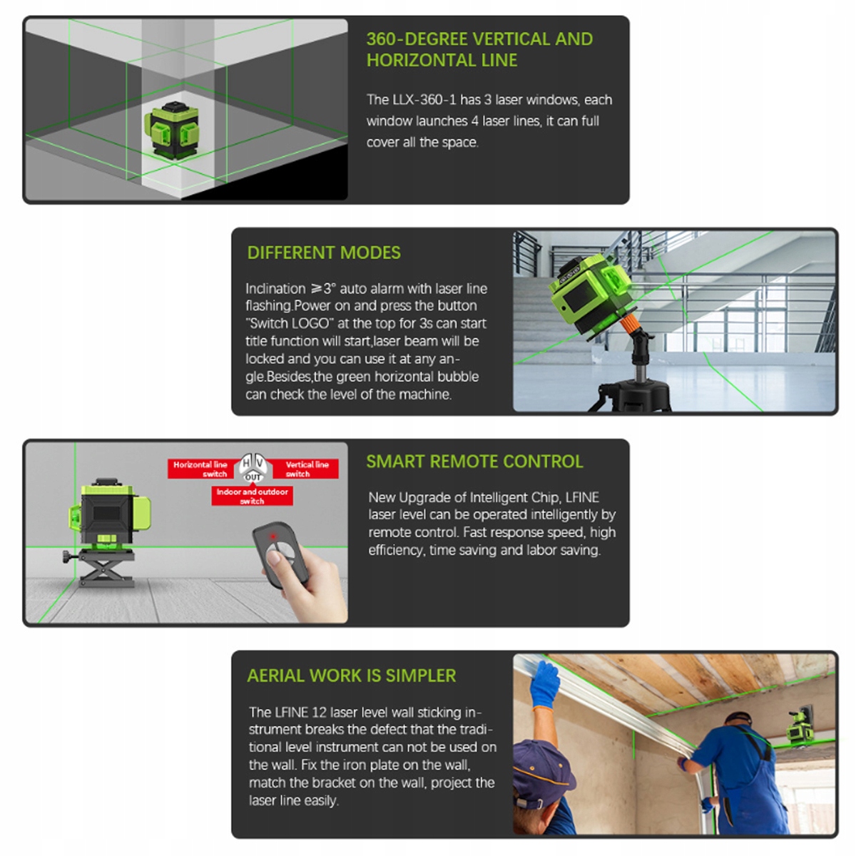 Xueliee 16-line 4D samopoziomujący poziom lasera 2 baterie Rodzaj niwelatora laserowy