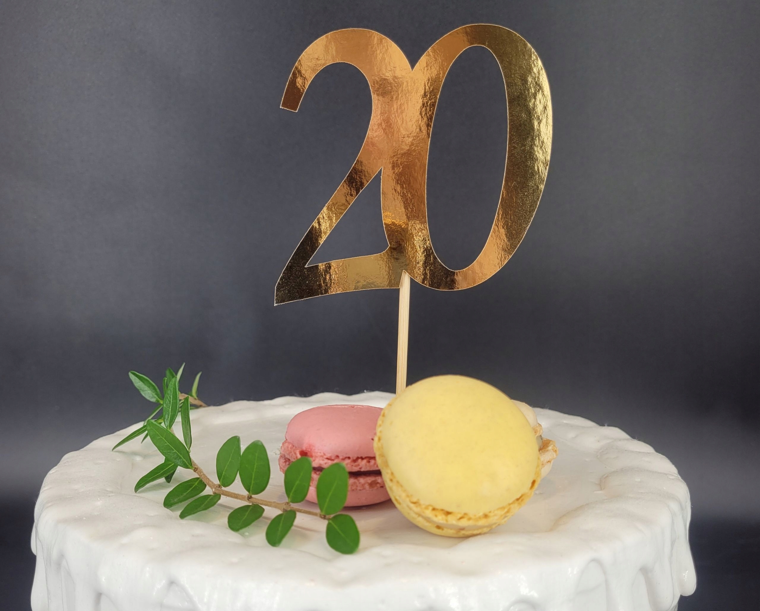 Złoty topper na tort 20, złote lustro, 20 urodziny