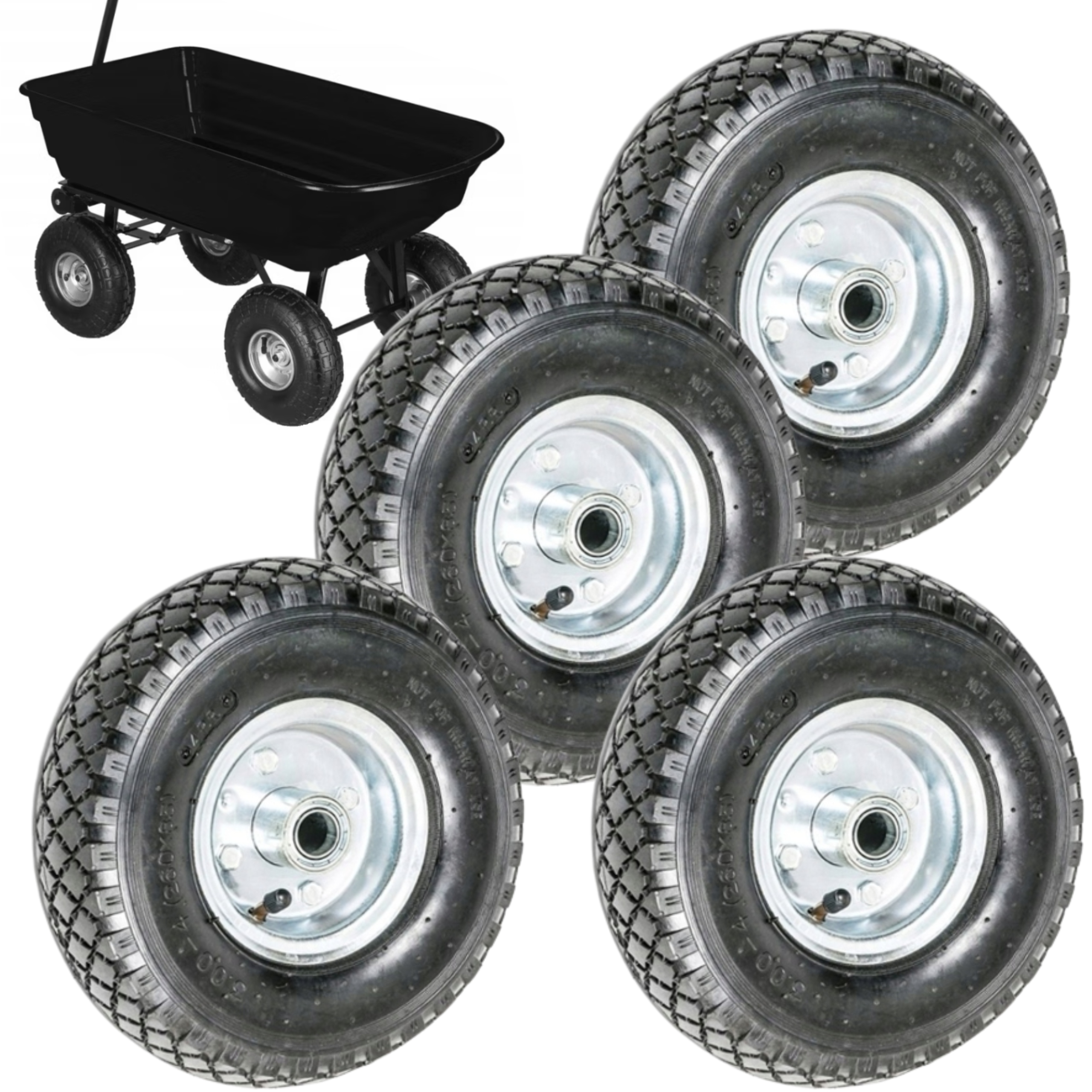 4x Koła Kółka Do Taczek Taczki Wózka Wytrzymałe Opona Felga Dętka 120 kg