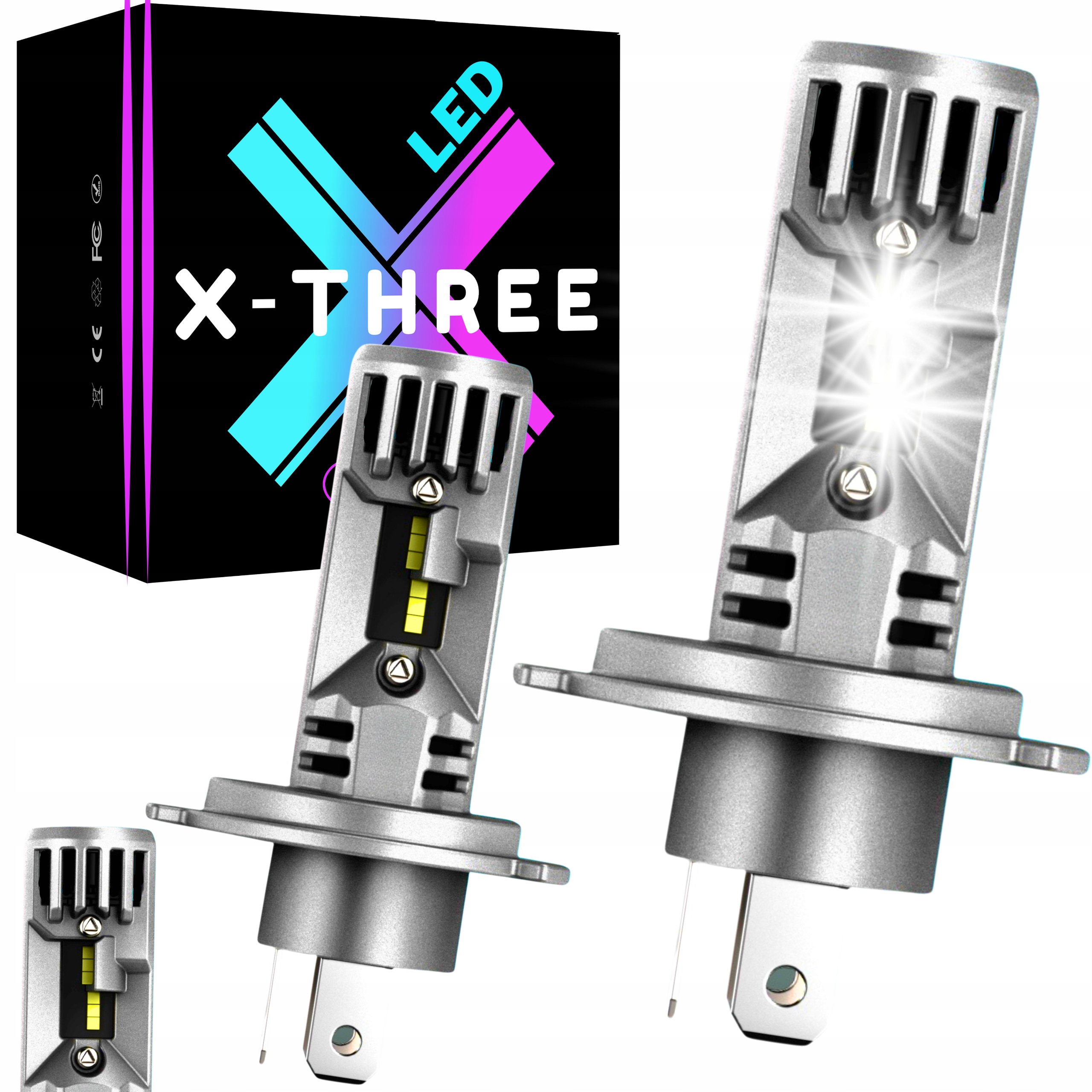 Žárovky H4 Led Led +1000 Led Žárovka H4 Homologace Bílá Canbus Silné