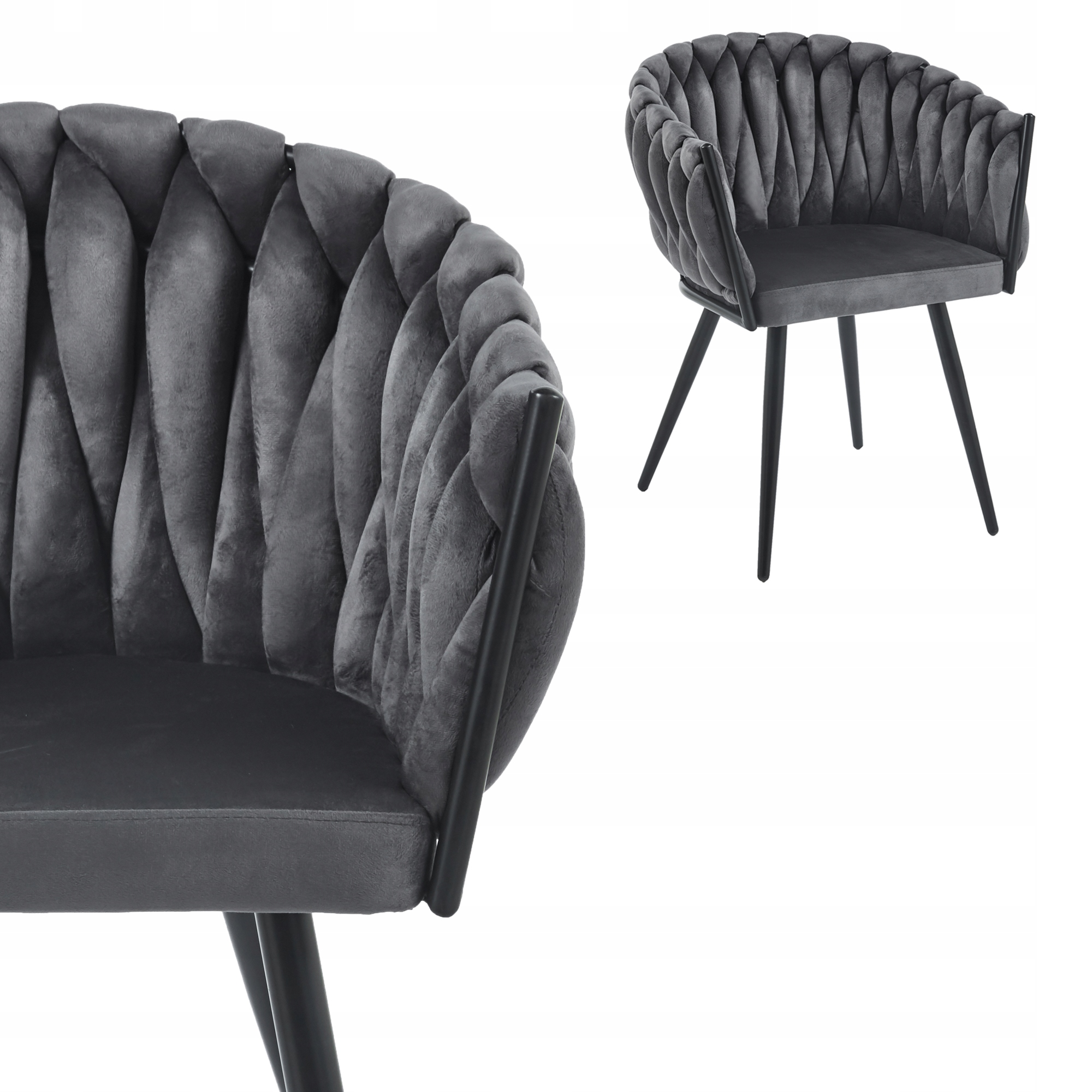 KÁRPITOZOTT FOTEL FONOTT NAPPALI SZÉK VELÚR VELVET SZÜRKE NAGY XL