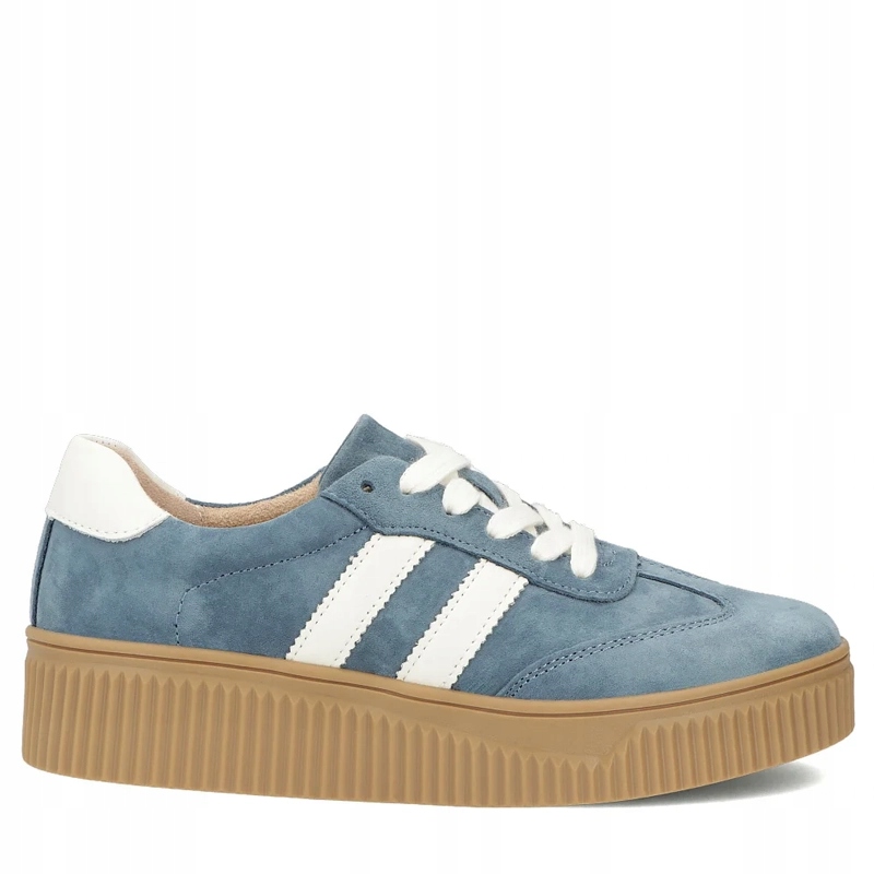 Filippo Skórzane Półbuty Damskie na Platformie Niebieskie DP6776-26-BL r.38