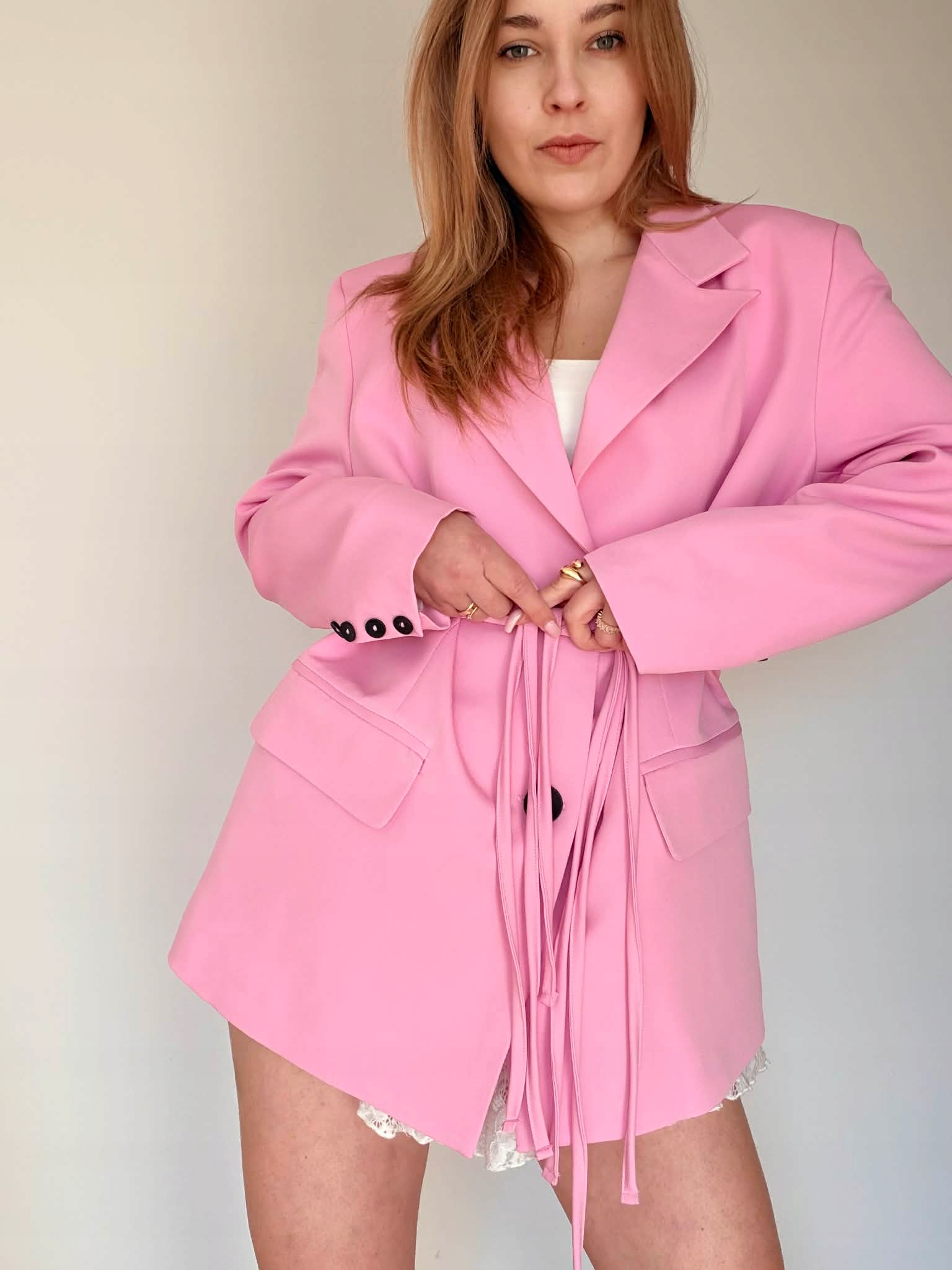 Sako Oversize Vázané Conti Růžové Me Gusta