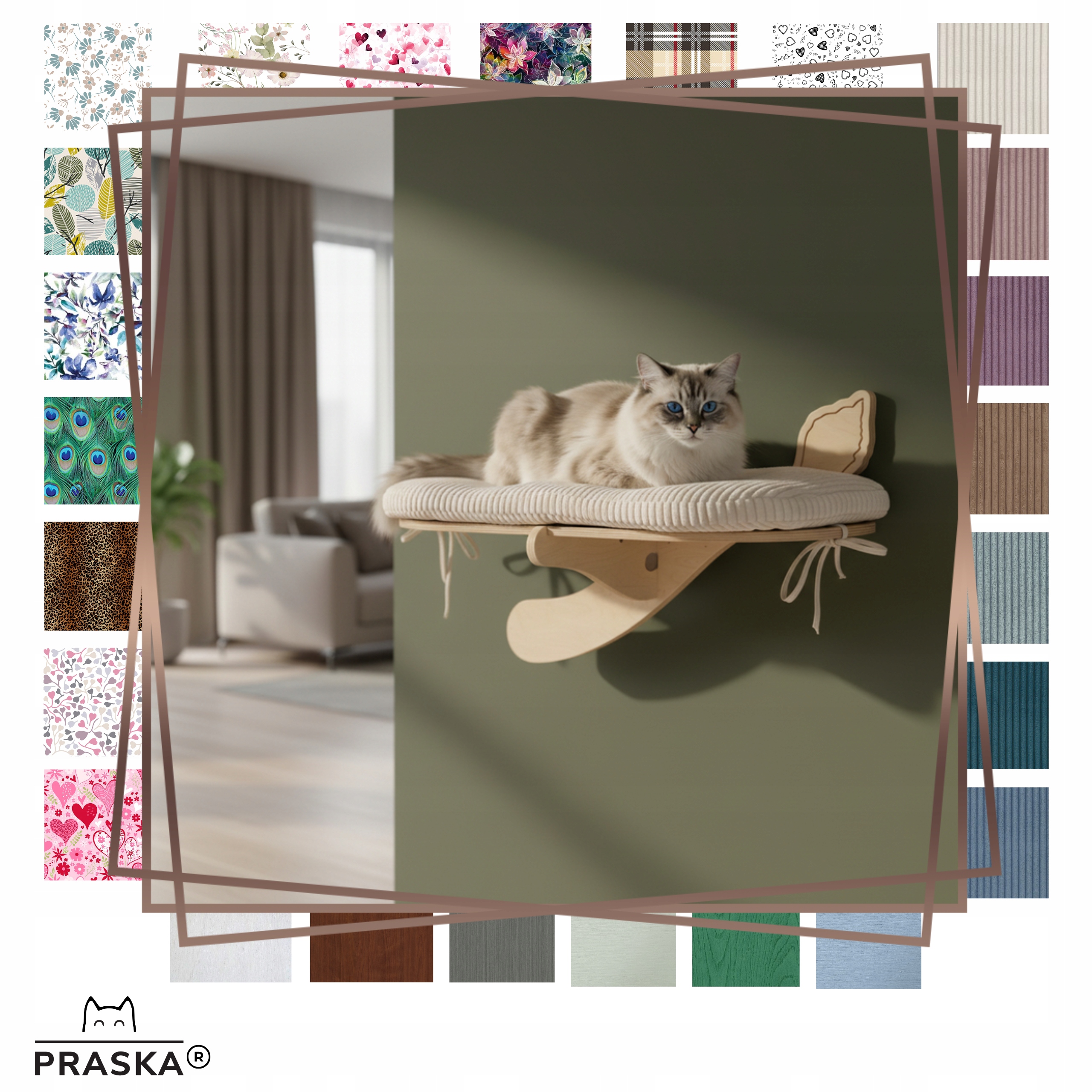 Levně Praska Police na zeď pro kočky Větev E pro kotěstradu 75x35 překližka Barva