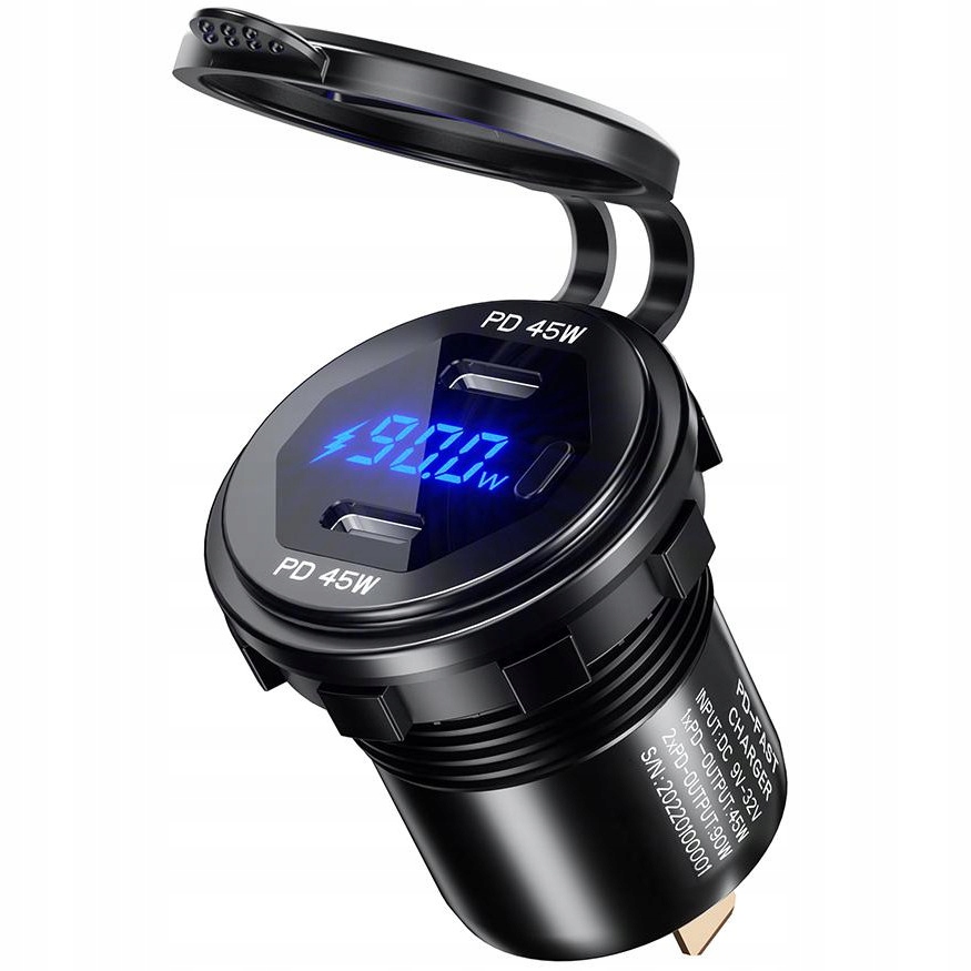 Motocyklowe gniazdo USB 12V 2x USB-C Typ-C PD 90W