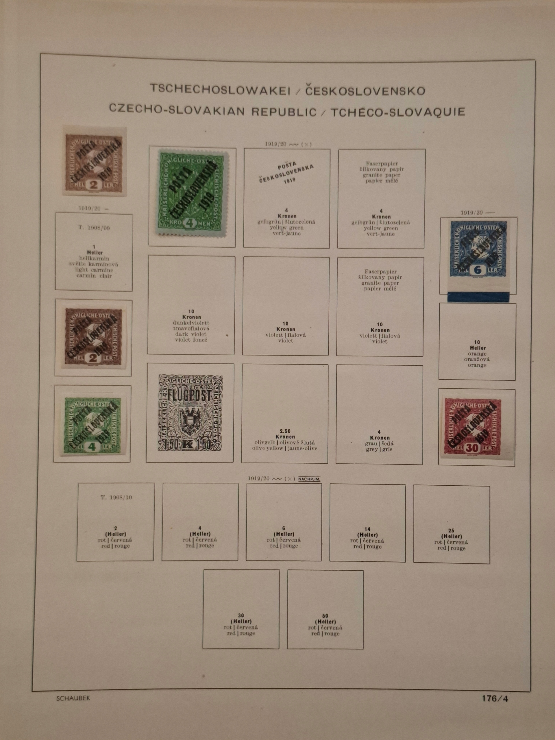 Znaczki Czechosłowacja strona z klasera Czechy