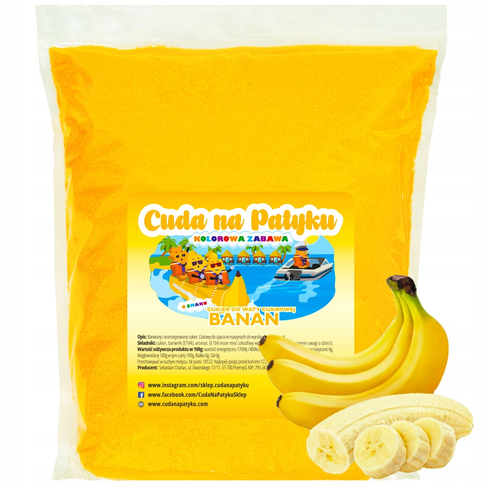 

1 Kg Cukier do waty cukrowej kolorowy Banan