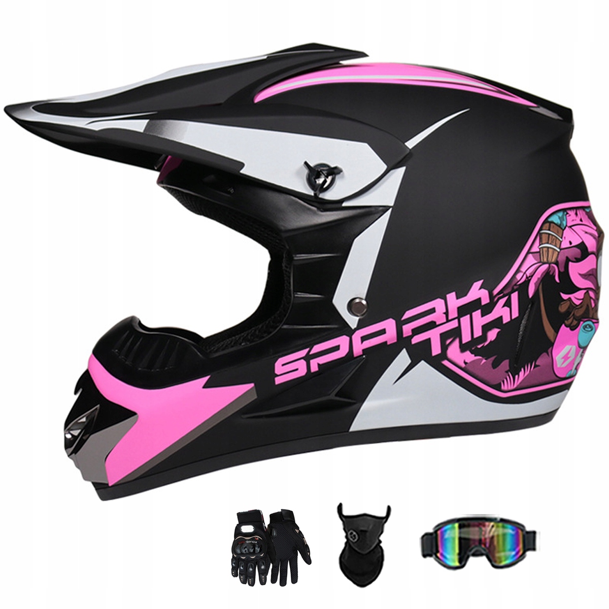 Motocyklová Přilba Crossová Lehká Enduro Quada Brýle Rukavice Maska L