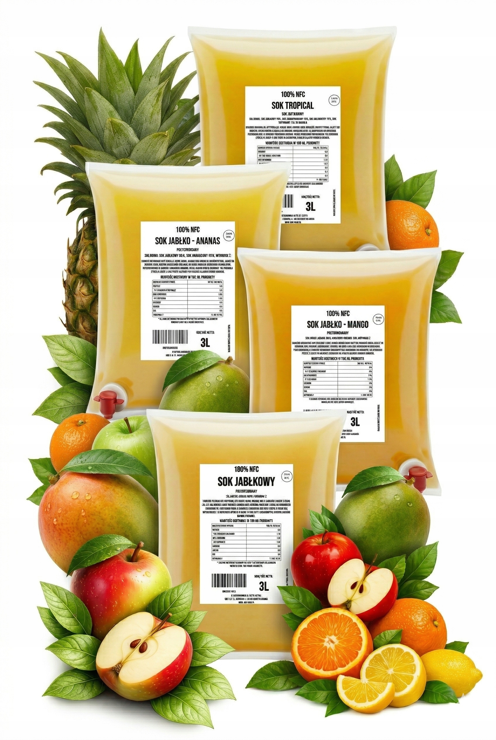 Šťáva Tropical MIX 100% Nfc Sada přírodních šťáv bez cukru Pure Press