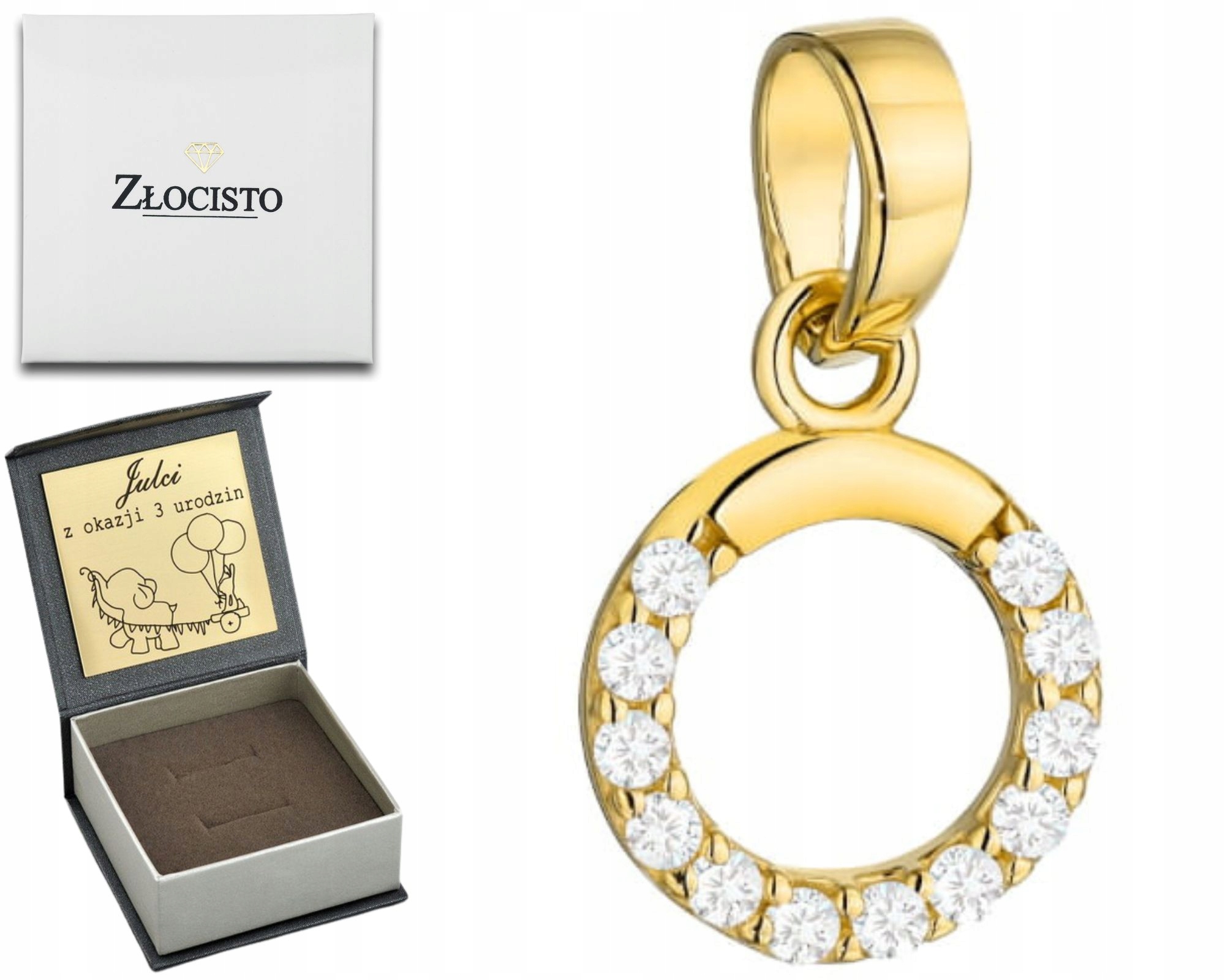 Zlatý Přívěsek Ring Se Zirkony 585 Gravírování