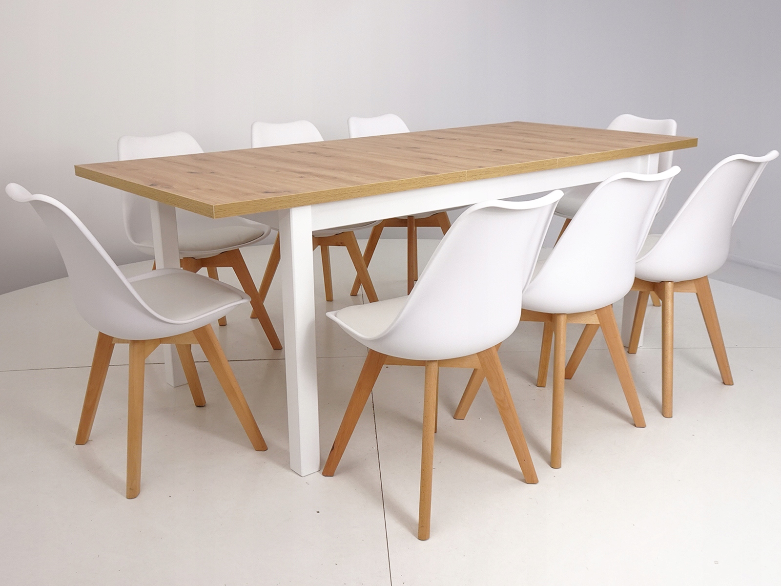Duży zestaw STÓŁ KUCHENNY i 8 krzeseł SKANDYNAWSKI Kod producenta SL-02 + MD-2