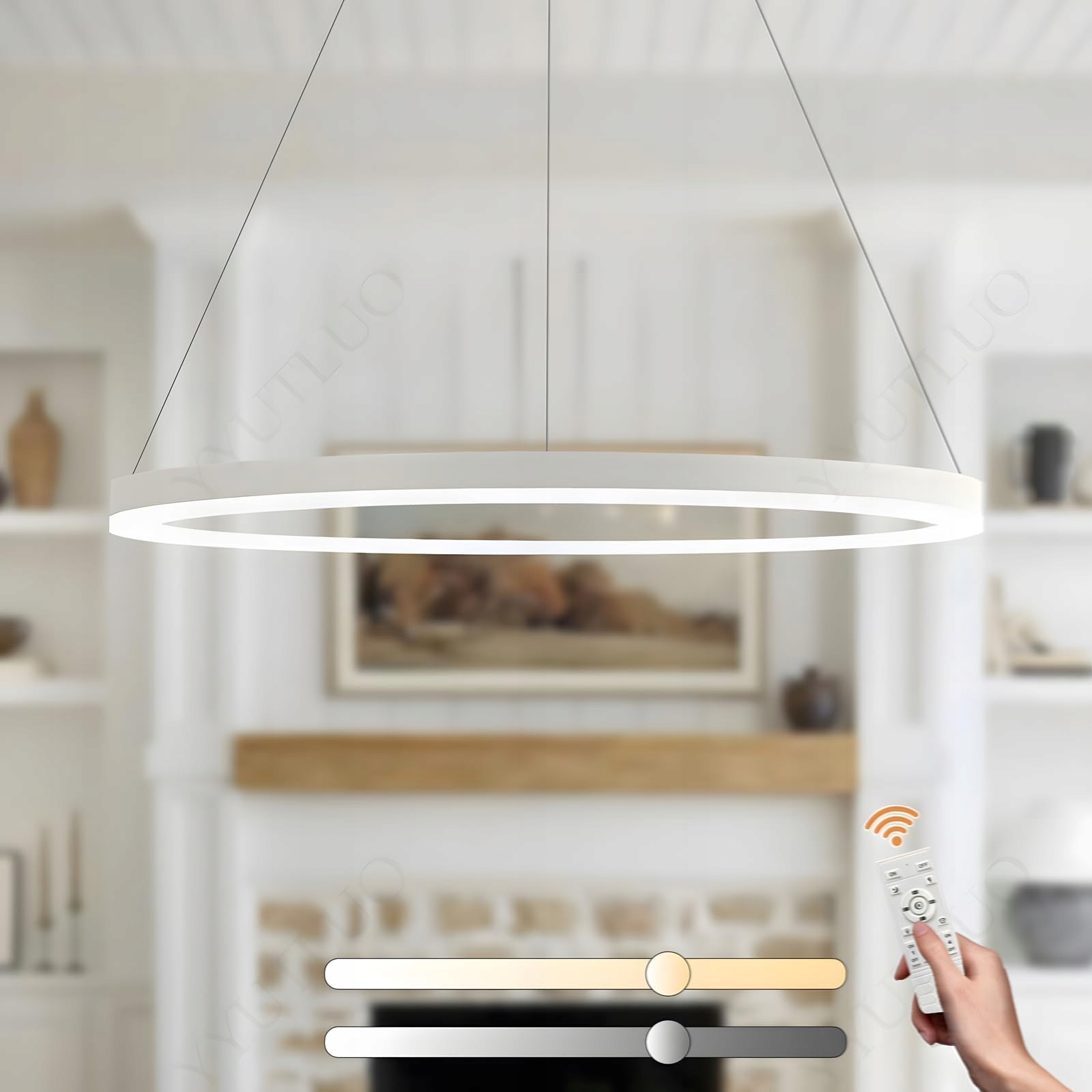 Modern Diy Circle Led Chandelier 80cm 35W Dimmable Pendant Light – White