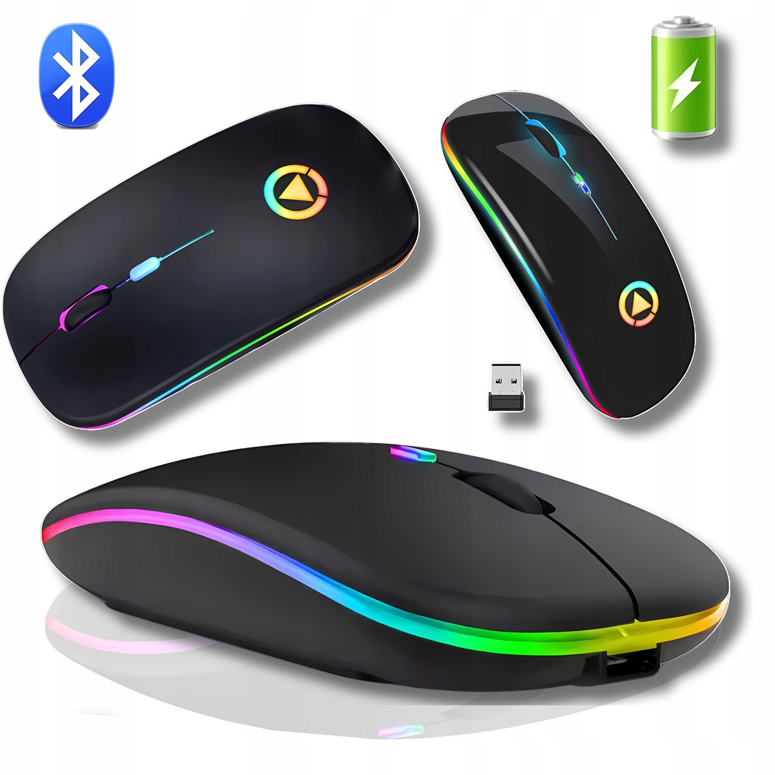 CICHA LEKKA MYSZ BEZPRZEWODOWA DO LAPTOPA PODŚWIETLANA RGB DO SZKOŁY PRACY