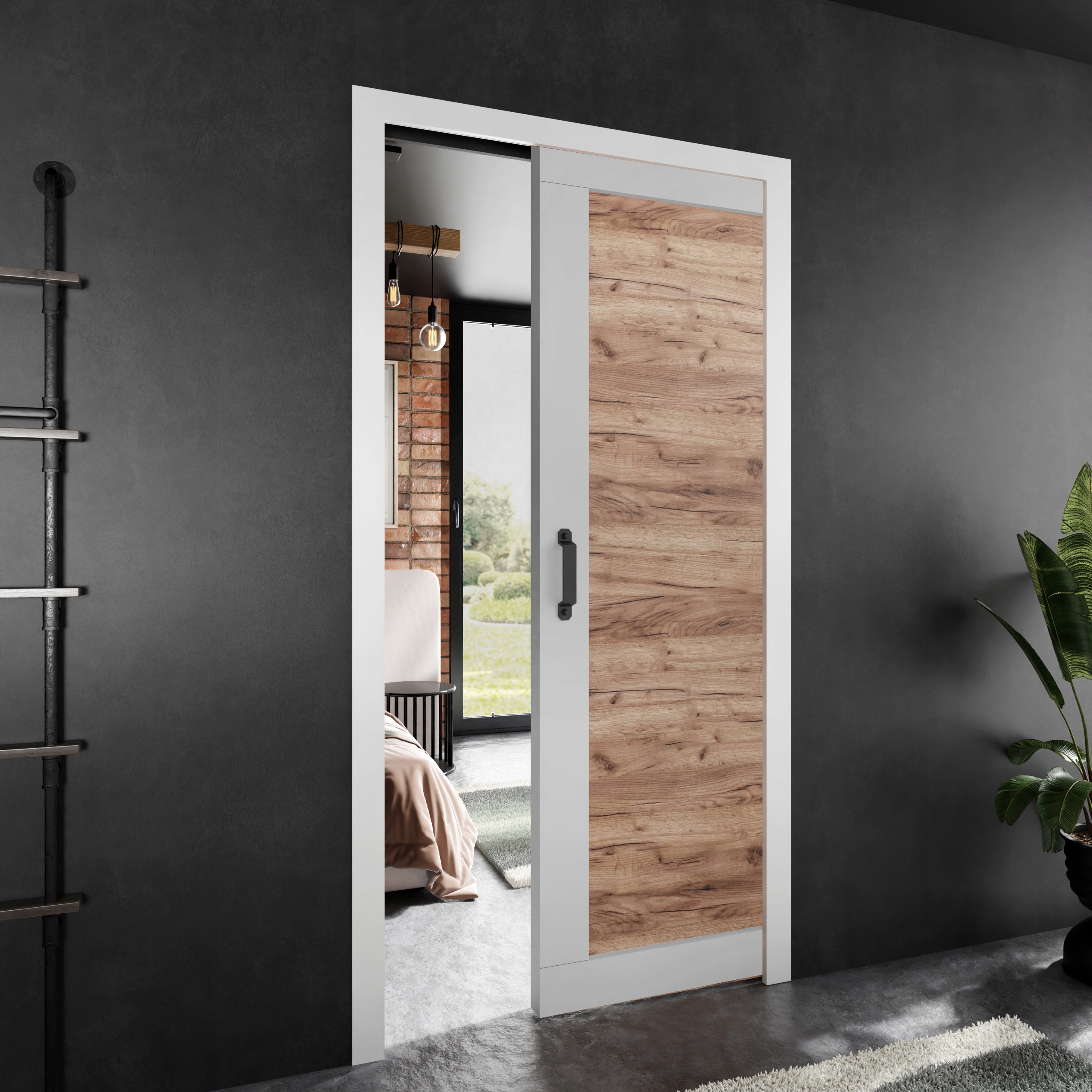 Posuvné dveře Stark Paladio 1 bílá dub craft zlatý 100 kazeta dveří