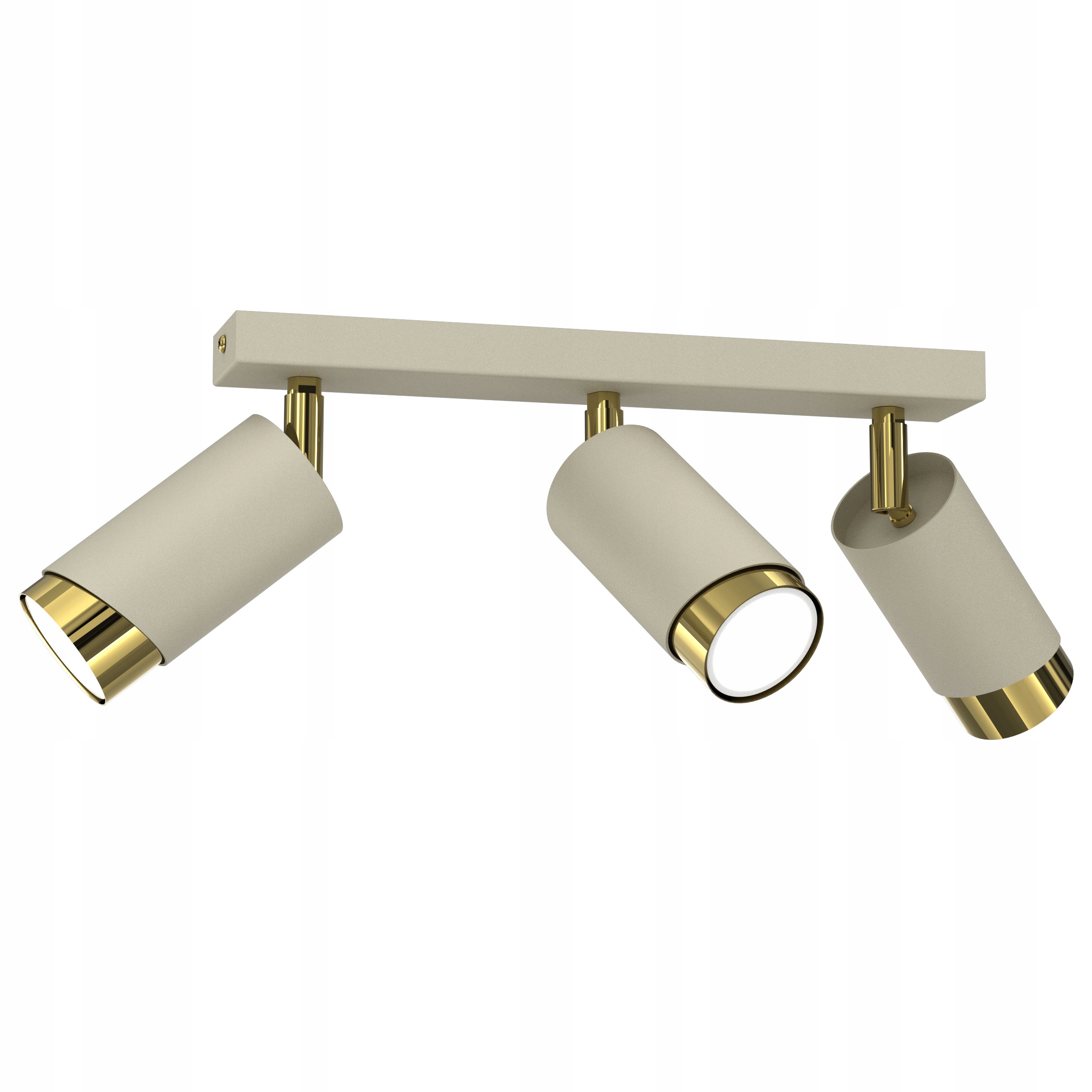 Lampa Sufitowa Beżowa Plafon 3-pkt Tuby Złoty GU10 Led Spot