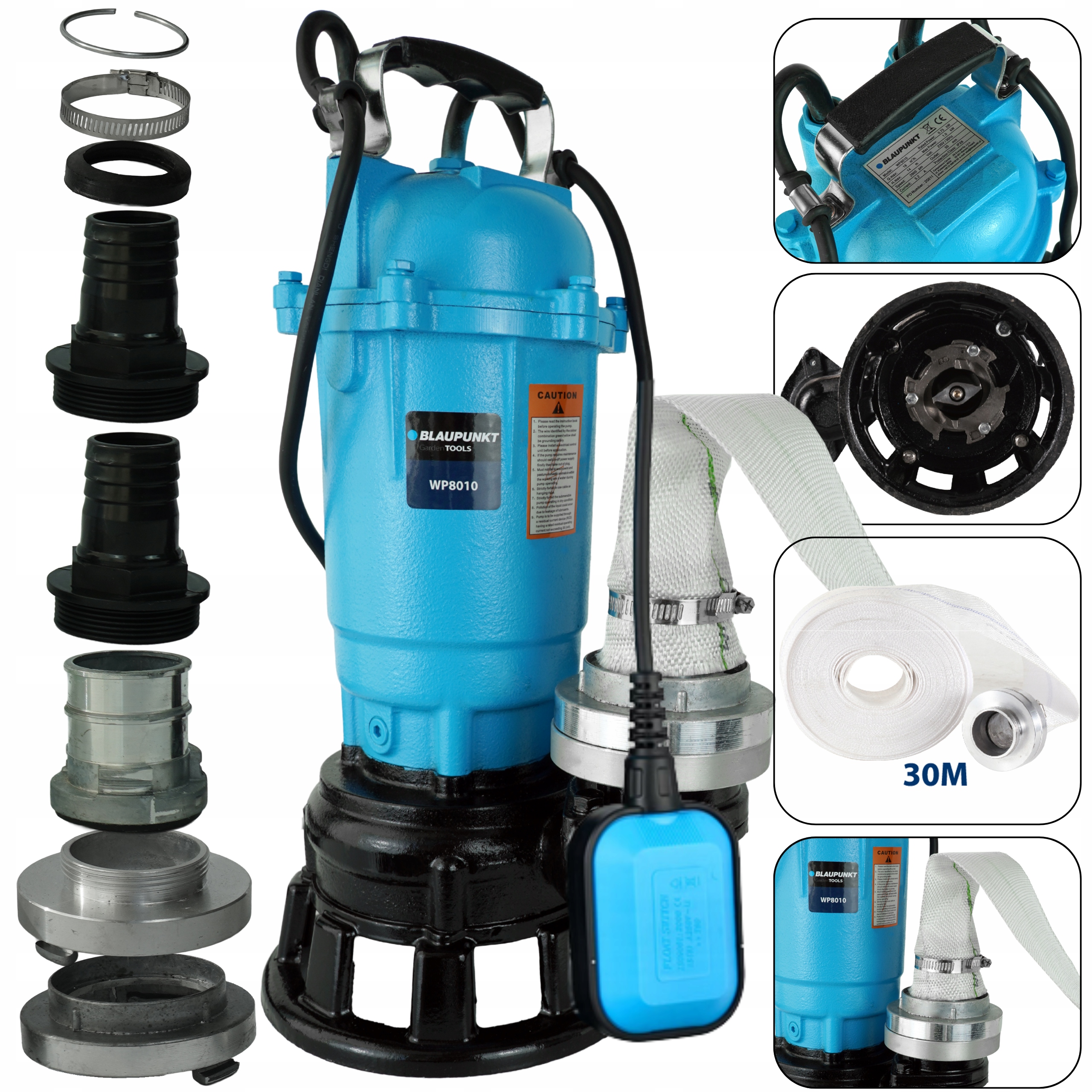 Pompa zatapialna do Wody Brudnej Szamba Mocna Rozdrabniacz tnący Wąż 30m