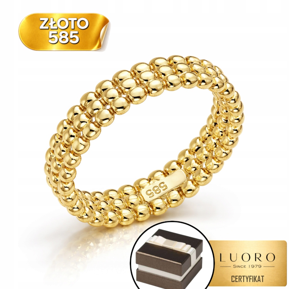 Prstýnek 585 14K Tři Řady Kuliček Elegantní R19