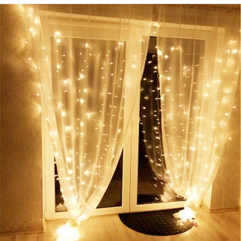 

Kurtyna świetlna, lampki 3x3m, drucik, ciepły Led