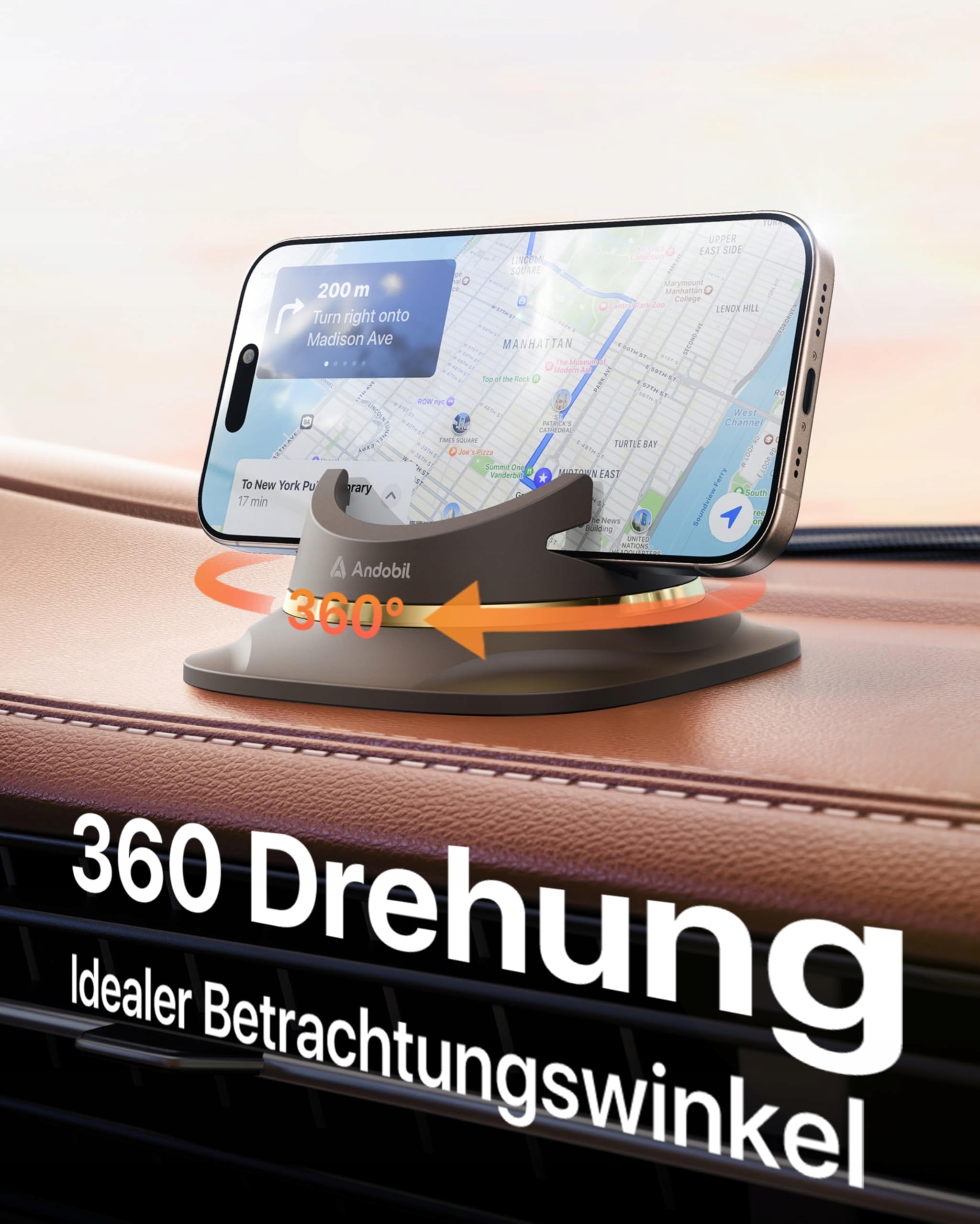 ANDOBIL Uchwyt Samochodowy Na Telefon Łatwy Montaż iPhone Samsung — miniatura 6