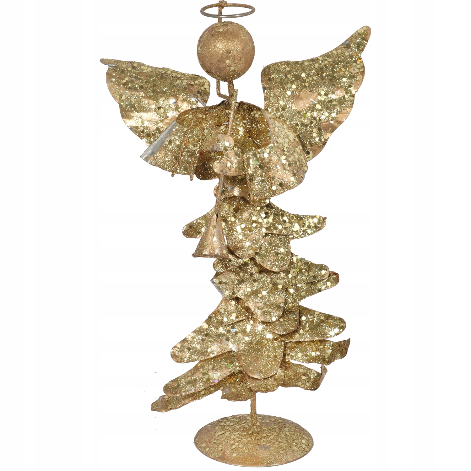 ANIOŁ Z TRĄBKĄ 26CM METALOPLASTYKA ZŁOCONA DEKORACJA BOŻONARODZENIOWA