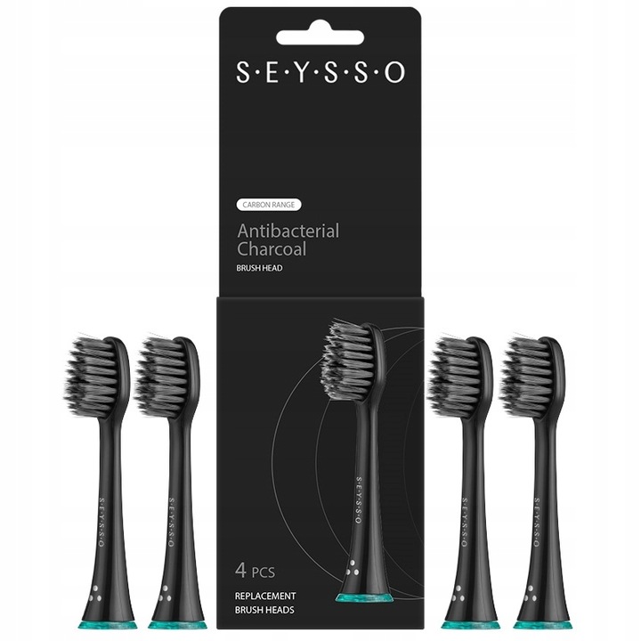 Końcówki Carbon Antibacterial do szczoteczki sonicznej Seysso 4 szt.