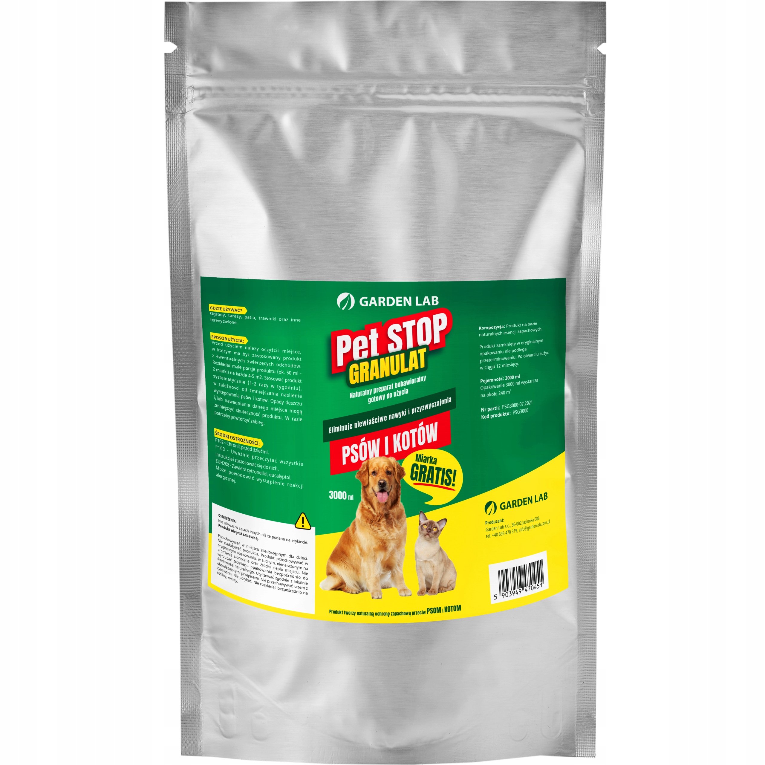 

Pet Stop Odstraszacz Psów I Kotów Granulat 3000 ml