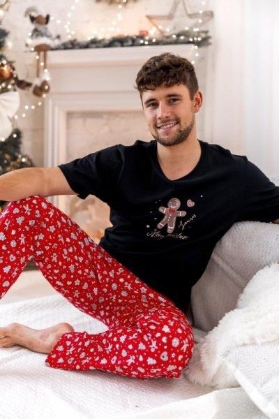 Sensis Pánské pyžamo Mike vánoční Kr/dl Černá Červená Vánoce XL