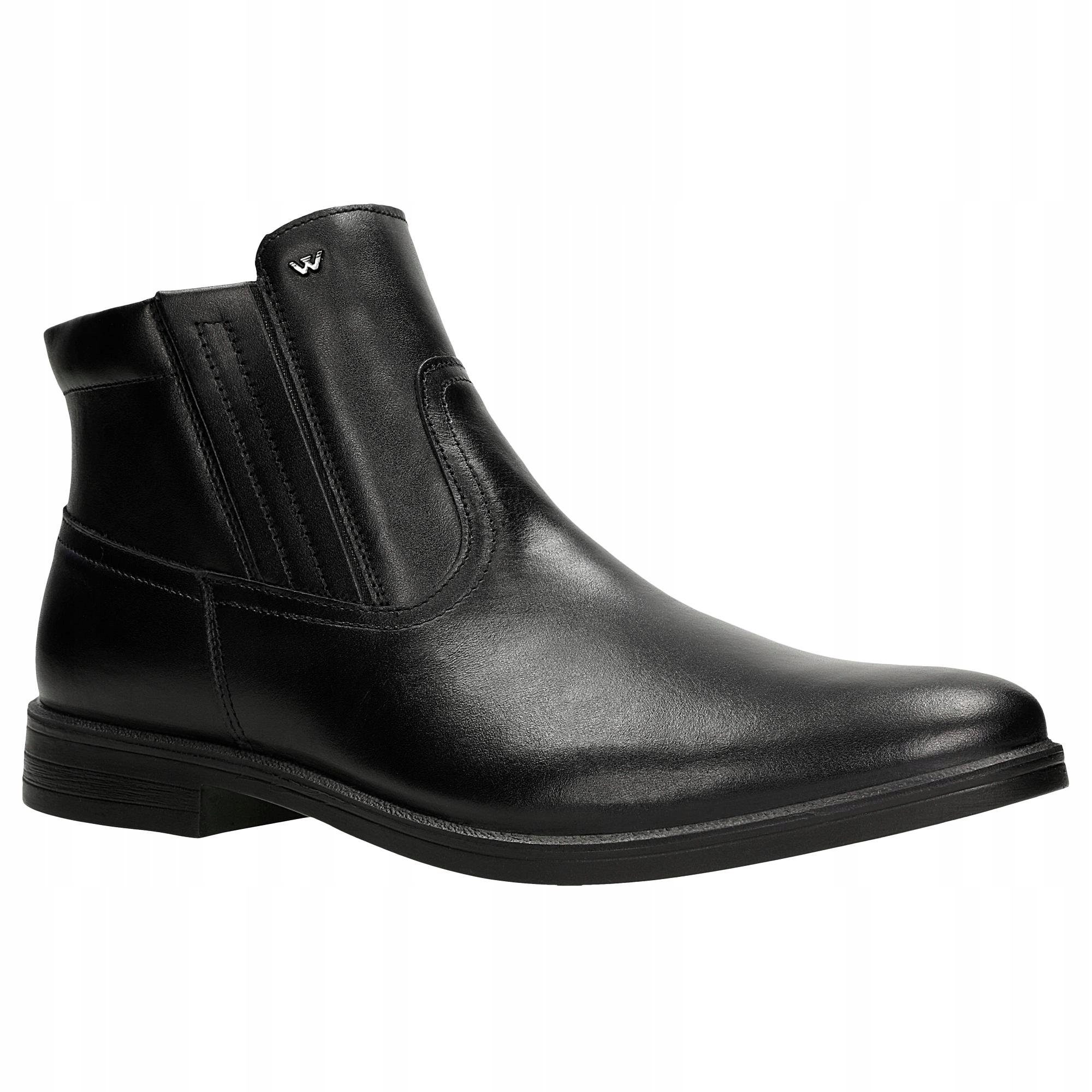 Kotníkové Boty černé zateplené boty Wojas z lícové kůže, velikost vel.