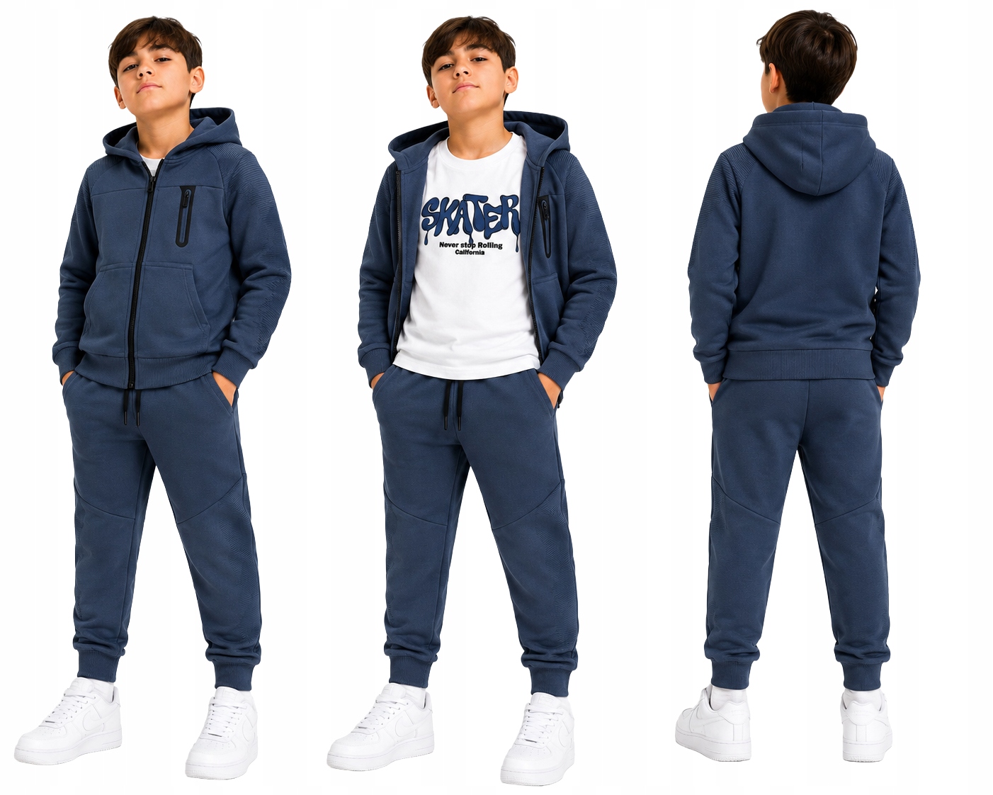 Dres chłopięcy 3-cz. niebieski Komplet dresowy dla chłopca 98/104