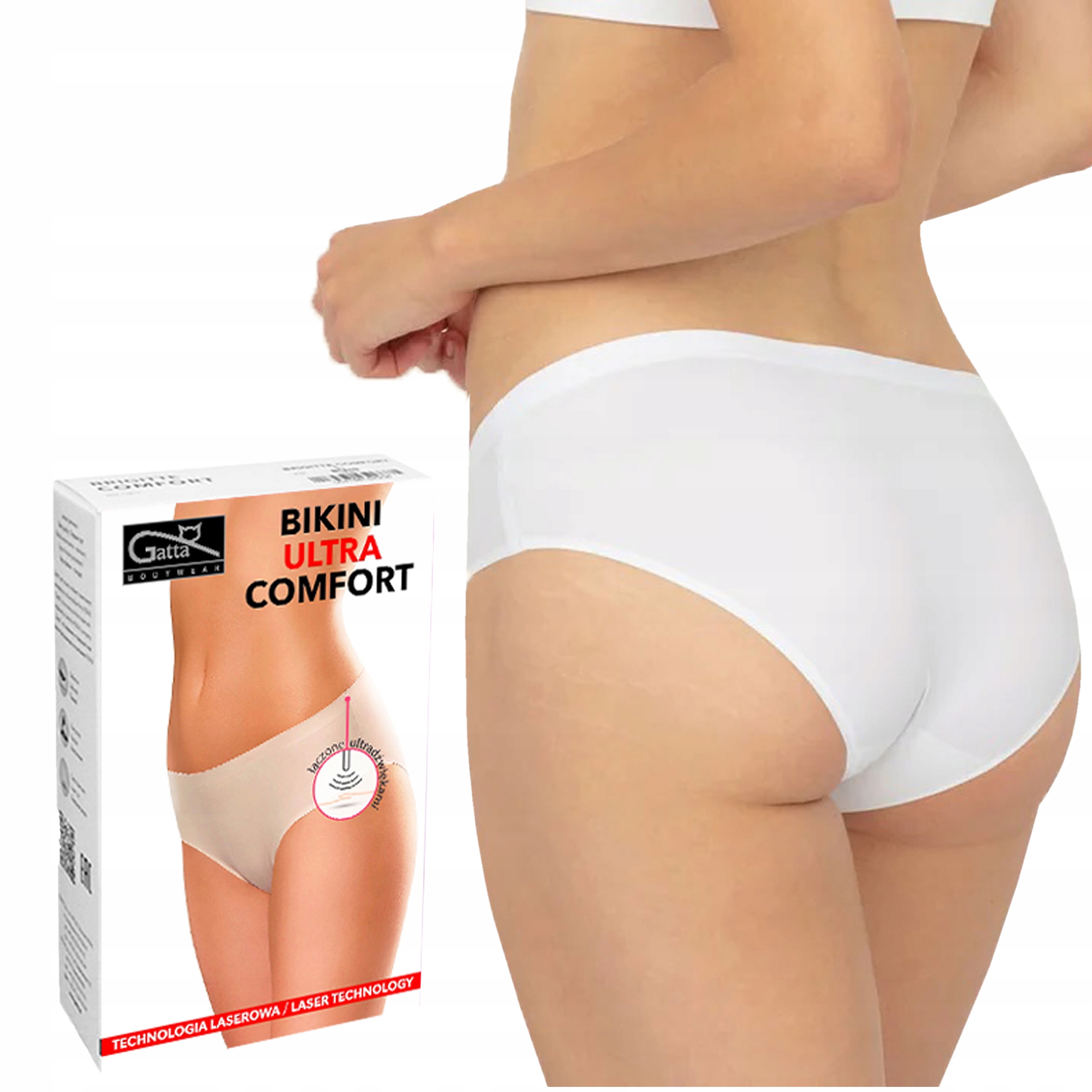 

Figi Gatta Bikini Comfort, bezszwowe, Białe, XL