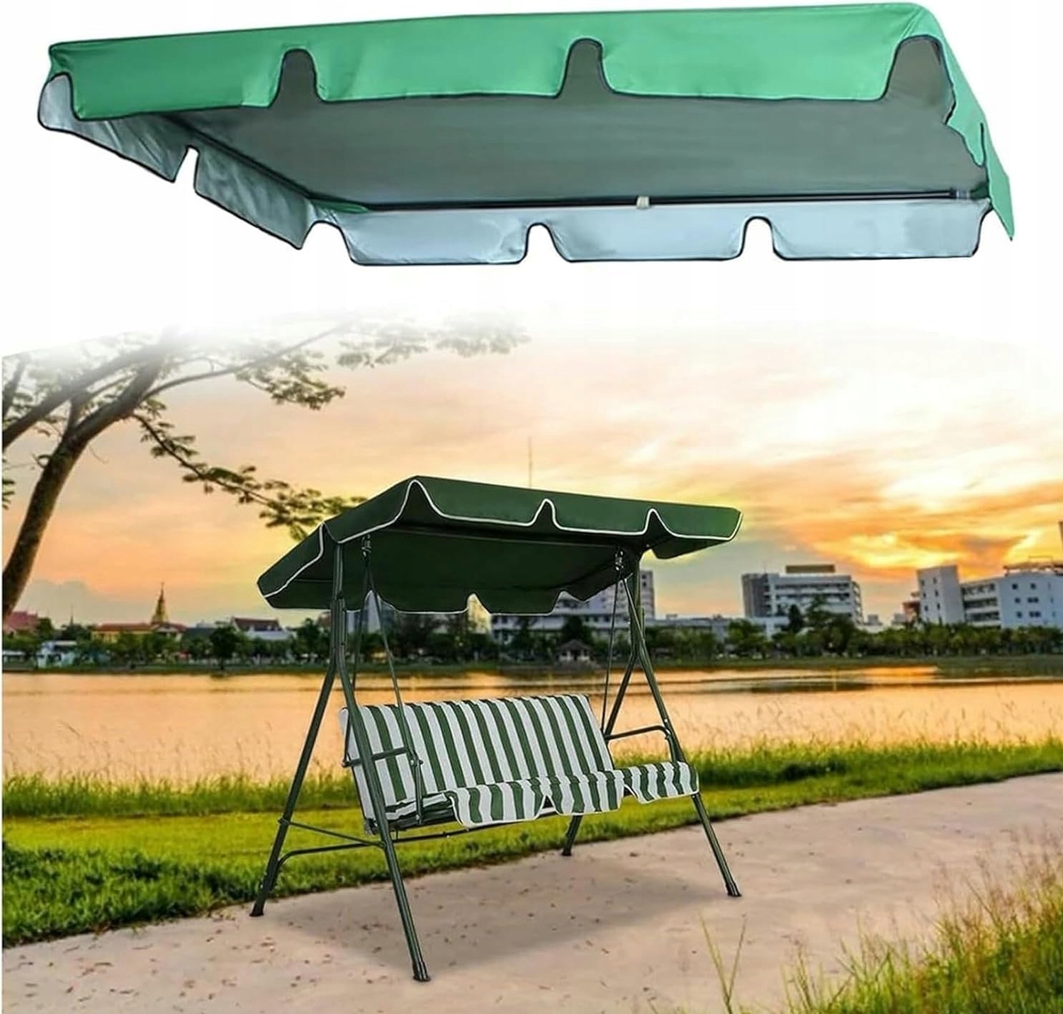 Daszek Dach na Huśtawkę Ławkę Ogrodową 164x114x15CM Zielony