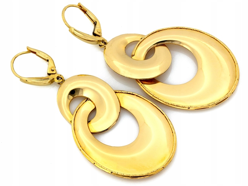 Náušnice dlouhé s elegantně velkými pohyblivými prvky 14K