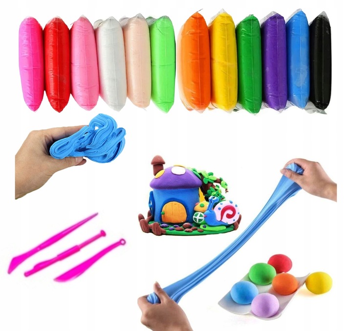 12x PIANKOLINA MAGICZNA MASA PLASTYCZNA SENSORYCZNA GLINA POLIMEROWA ZESTAW Stan opakowania oryginalne