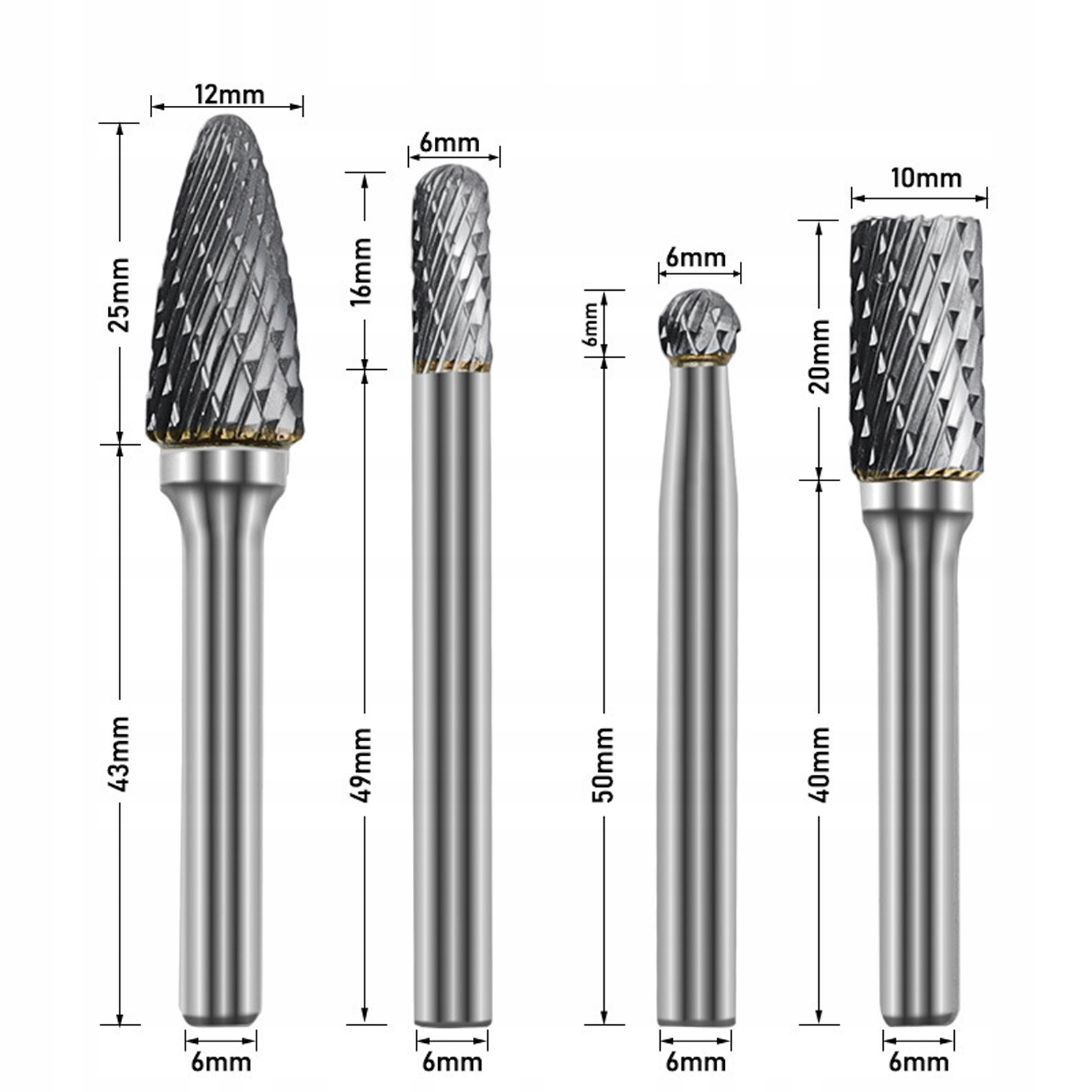 8*FREZ PILNIK DO METALU WĘGLIK WOLFRAMU OBROTOWY Marka bez marki