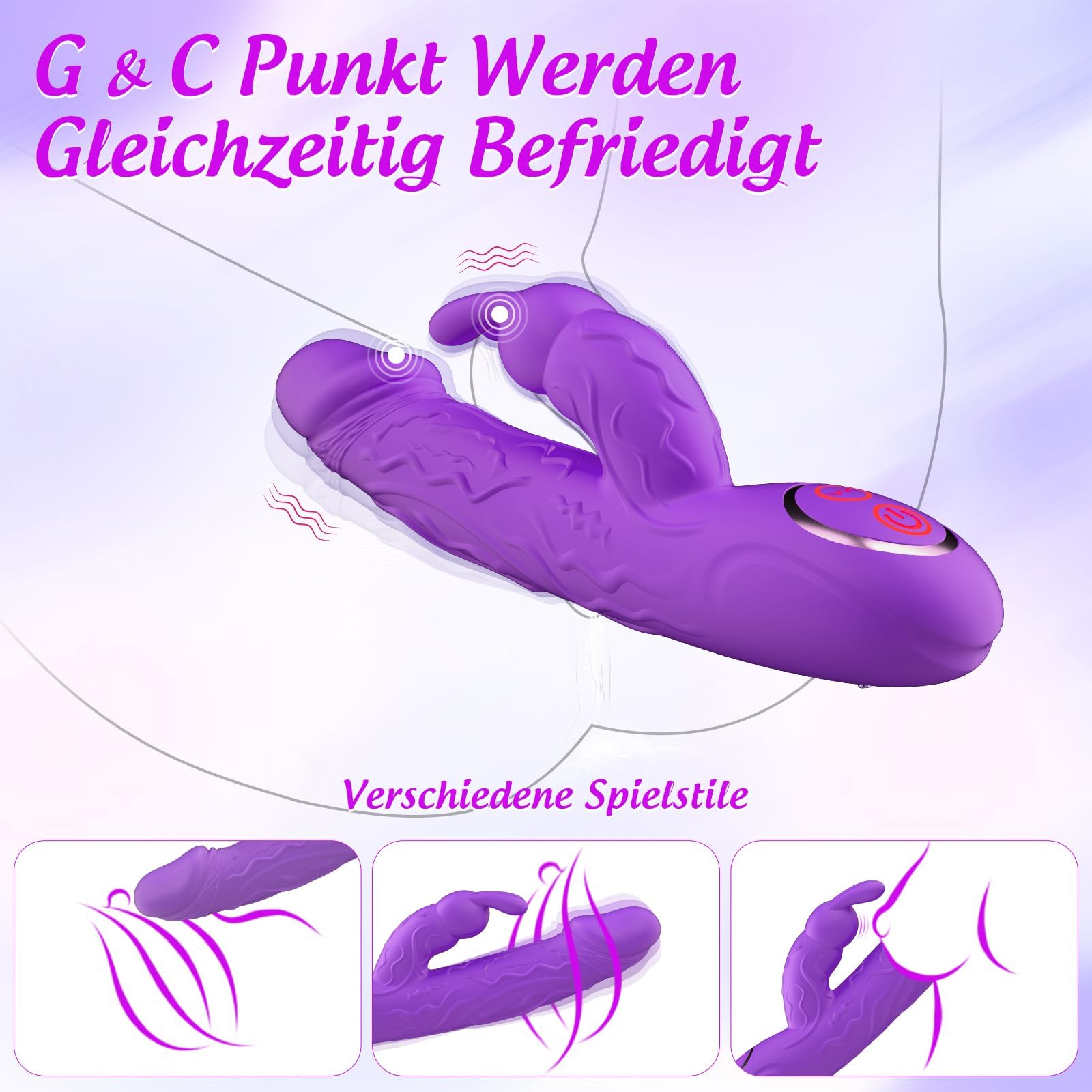 LOTUSBLOOMS Wibrator Dildo Realistyczny G-Punkt Klitoris Wodoodporny IPX6 — miniatura 2
