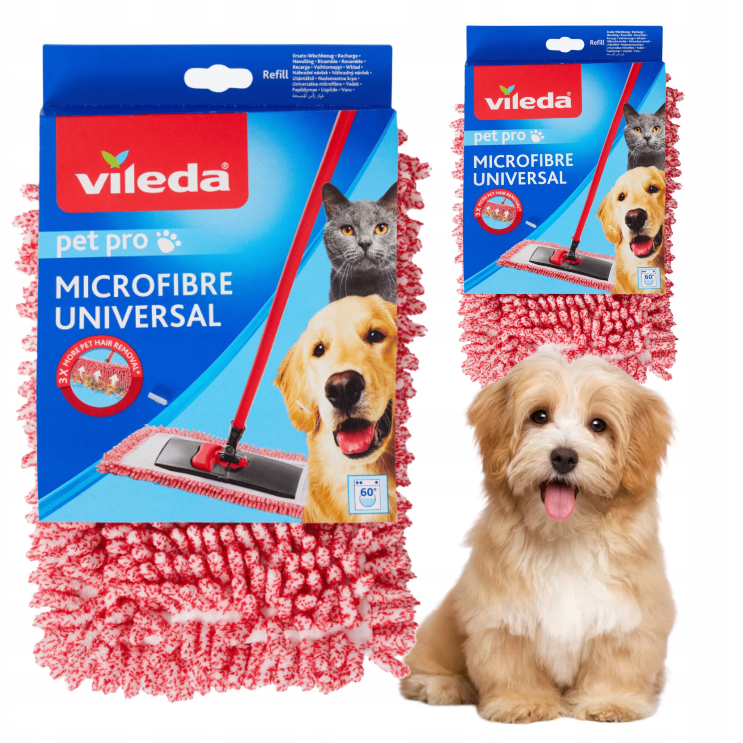 Levně 2 Utěrky Z Mikrovlákna Vložky Do Plochého Mopu Vileda Pet Pro Odstraňuje Srst