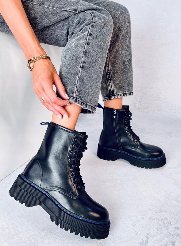 Botki glany na platformie HAMEL BLACK/BLUE 37