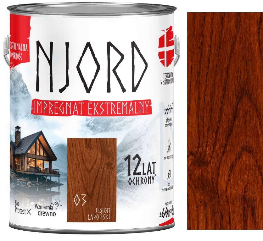Njord Ekstremalny Impregnat Do Drewna 12 Lat Ochrony Jesion Lapoński 03 5L