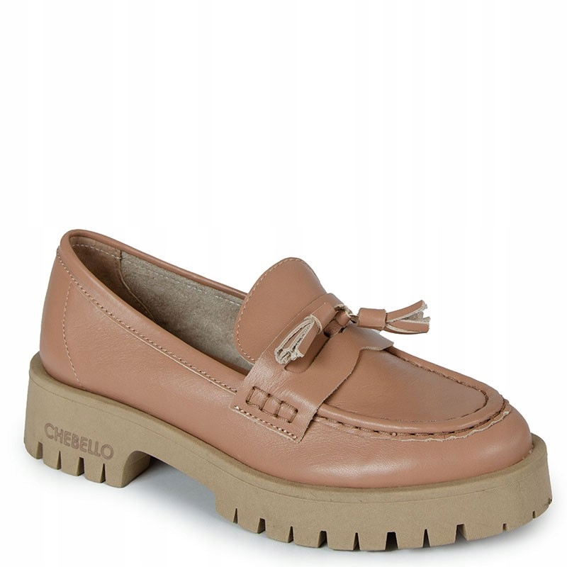 Chebello 2821 Béžové Kožené Mokasíny 39