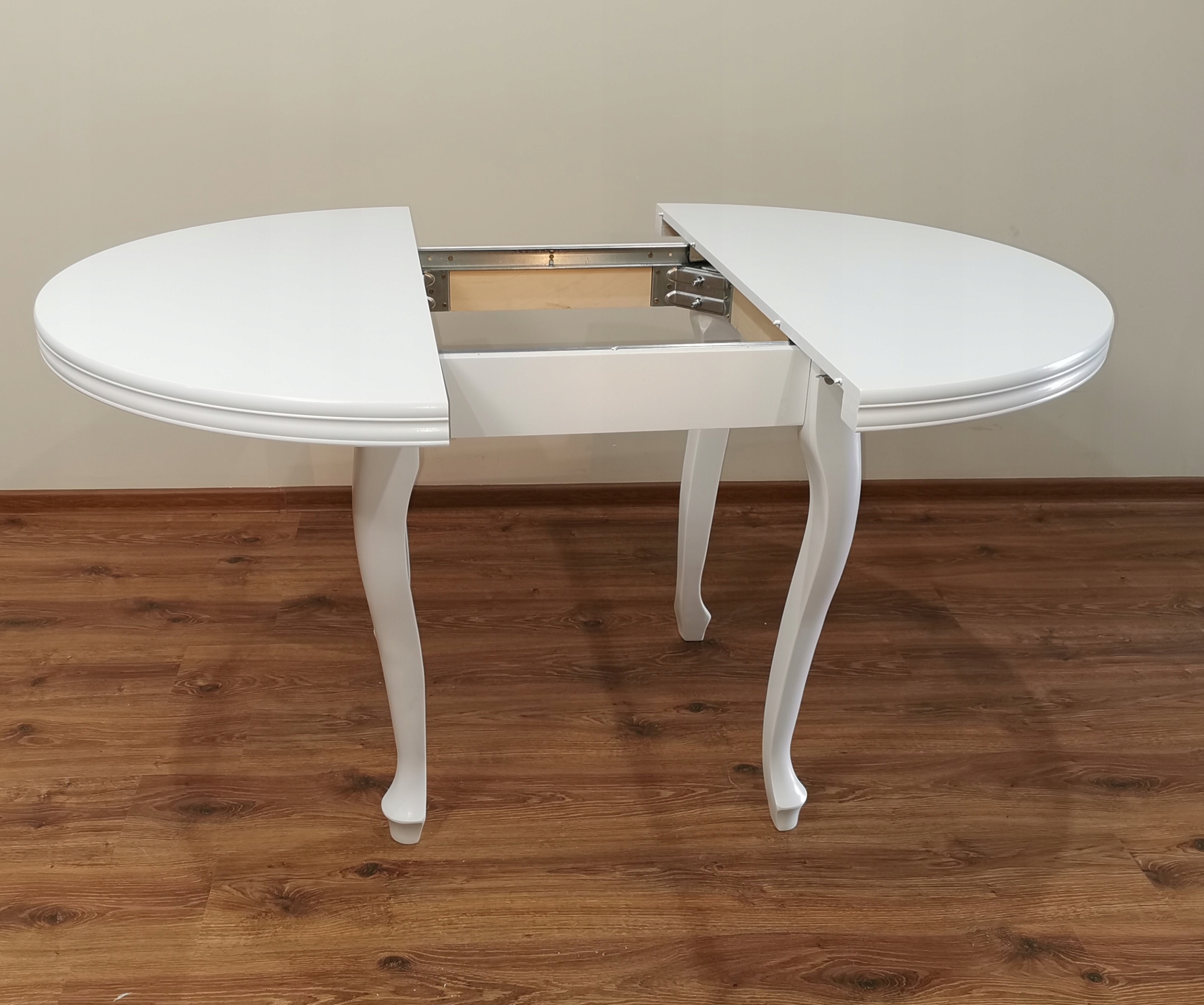 PIĘKNY stół okrągły FI 100+40/140 biały ludwik Wysokość mebla 76 cm