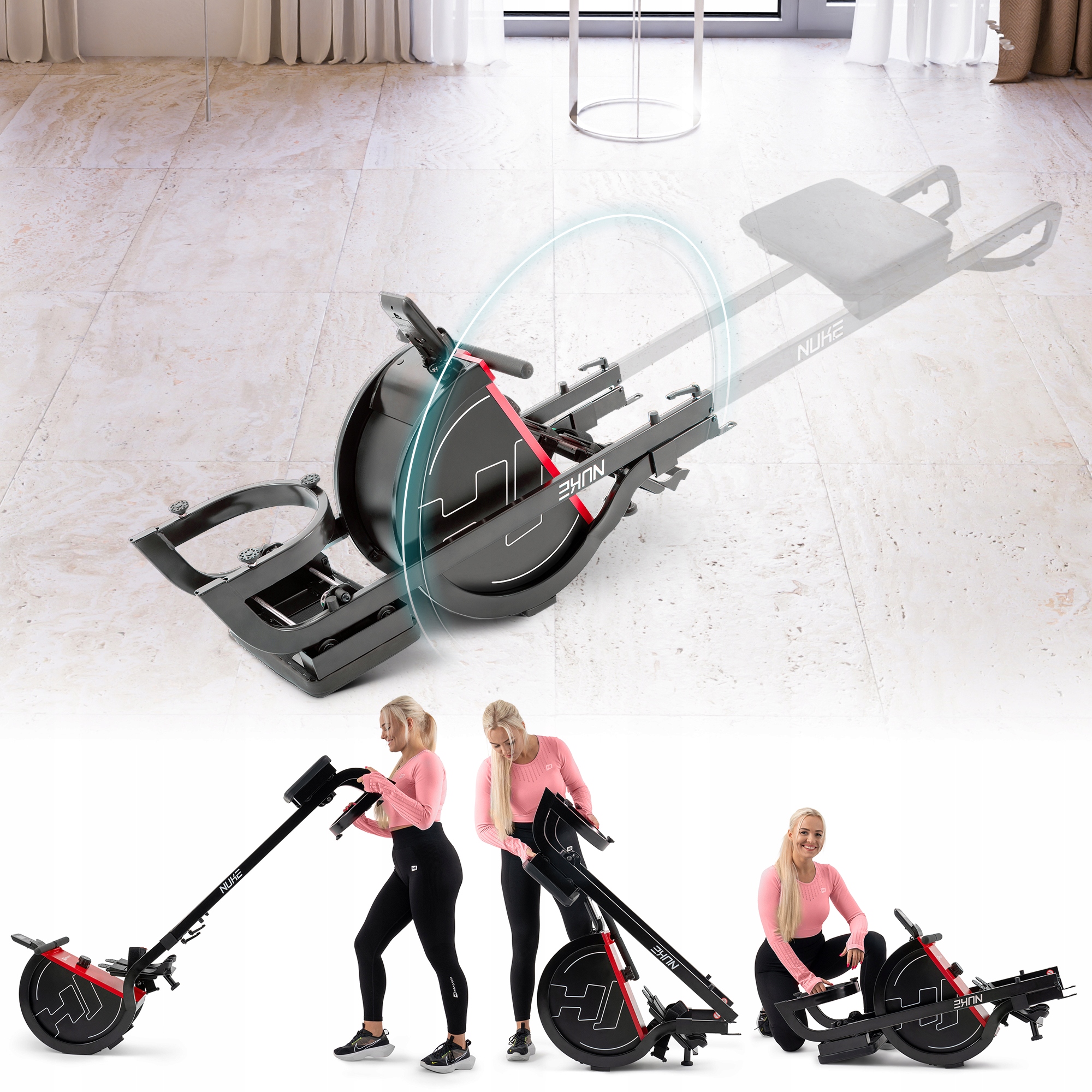 Wioślarz magnetyczny składany stacjonarny ergometr treningowy do ćwiczeń Maksymalna waga użytkownika 135 kg