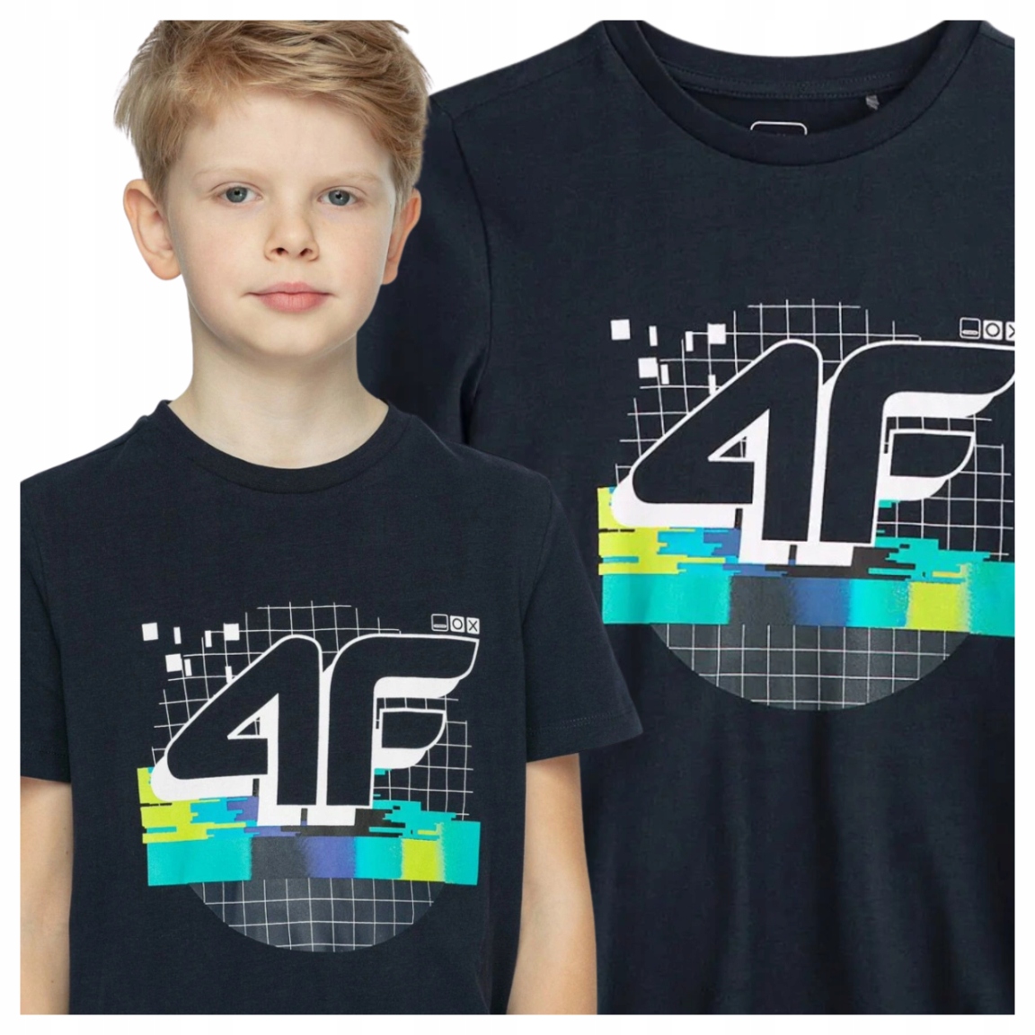 T-shirt chłopięcy 4F czarny bawełniany